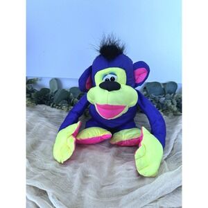 PUFFALUMP Chattering Chimps Fisher price Purple Yellow Monkey 1994 Retro Toy VTG